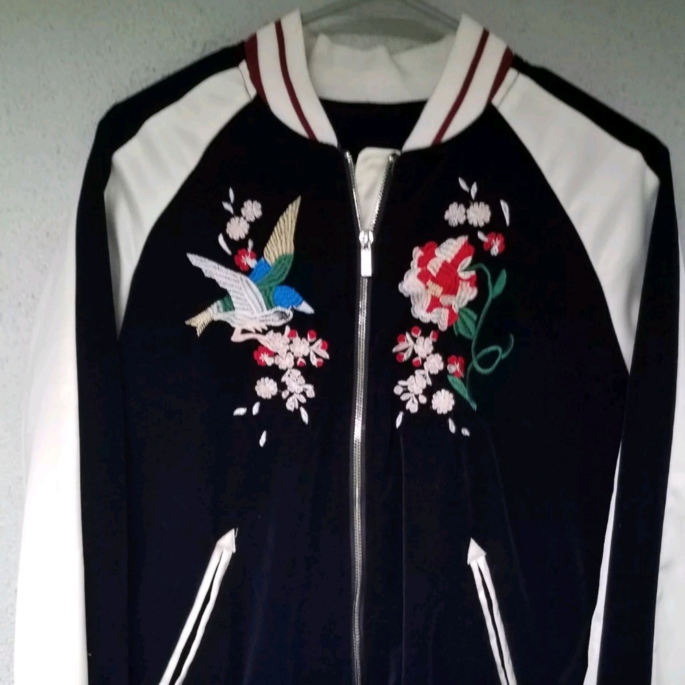 Vkozen Bird Rose flowers jacket Japanese styling